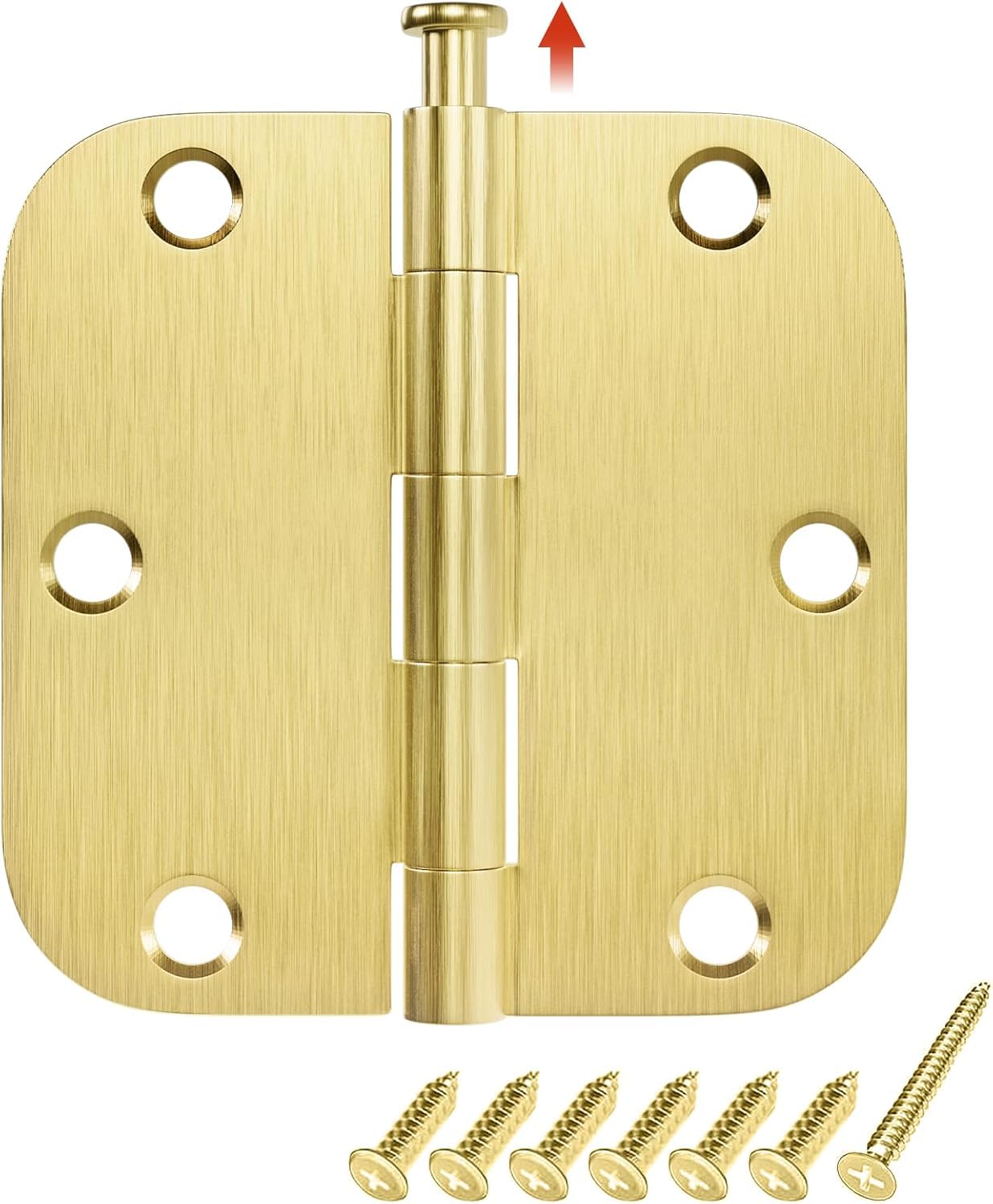 HOSOM Cerniere per porta in ottone spazzolato, 8,9 cm, con angoli arrotondati da 1,5 cm, cerniere per porte interne da 8,8 cm, per porta resistente, confezione da 18