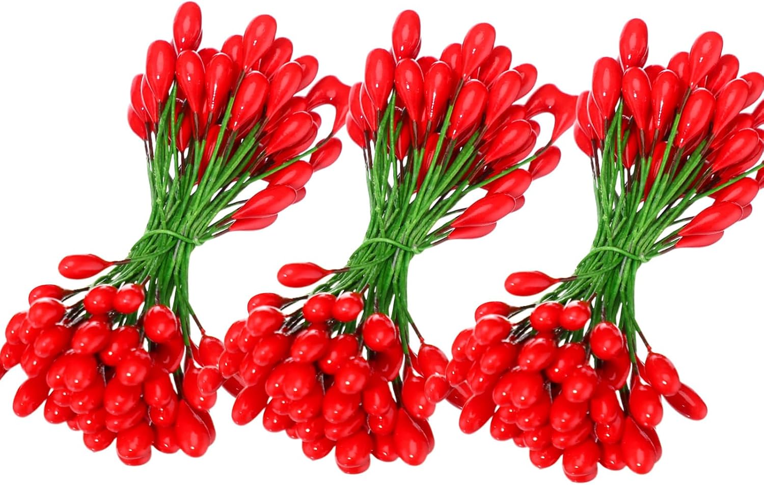 BBTO Pack of 400 Red Artificial Holly Berries, Christmas Fake Fruit Berries on 200 Wire Stems for Christmas Tree Decoration, Flower Wreath DIY Craft
