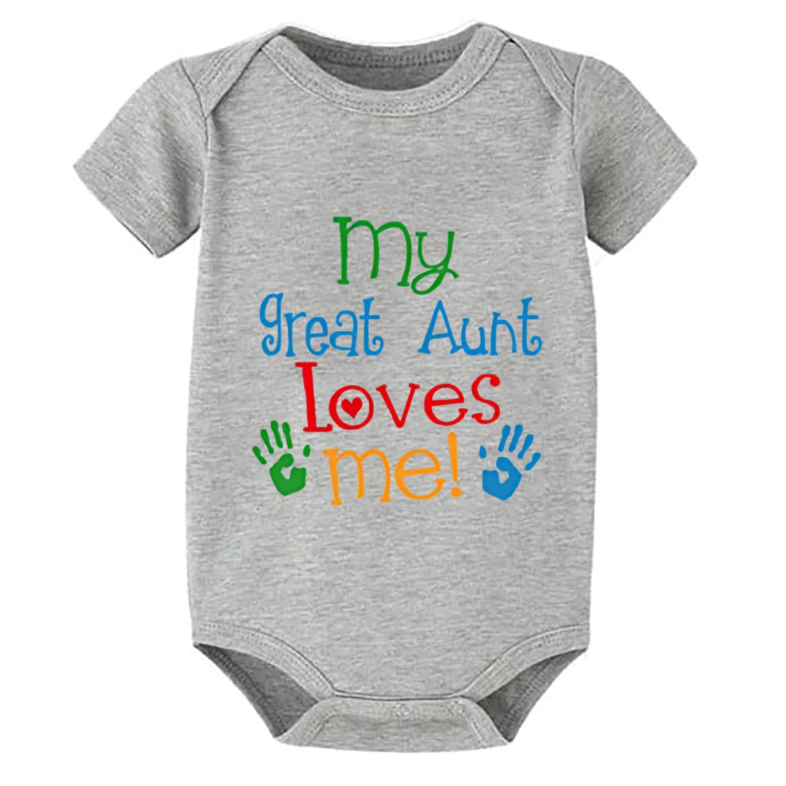 WOOYONGING My Great Aunt Loves Me Newborn Bodysuits Boy Short Sleeve Neutral Baby Romper White Baby Girl Newborn Clothes