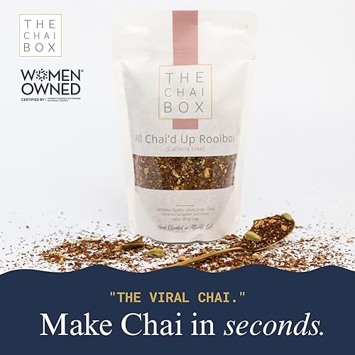 Miniatura 4 de The Chai Box Loose Leaf Masala Chai - Sin gluten ni cafeína  Té Rooibos orgánico hecho con jengibre, clavo, canela, cardamomo, hinojo (paquete de 1)