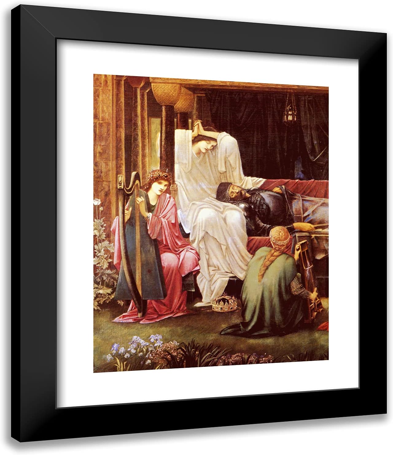 ArtDirect Burne-Jones, Edward 20x24 Gold Ornate Framed Art Print with Double Matting Titled: The Last Sleep of Arthur in Avalon