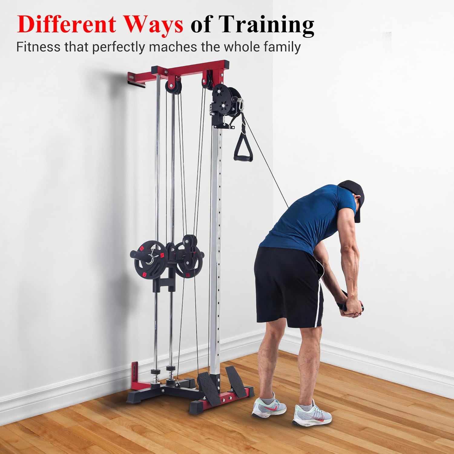Wall Mount Cable Station, Cable Crossover Machine with Adjustable 20 Positions, LAT Pulldown Machines with Dual Pulley System, Full Body High-Efficiency Aerobic Workout for Garage Home Gym
