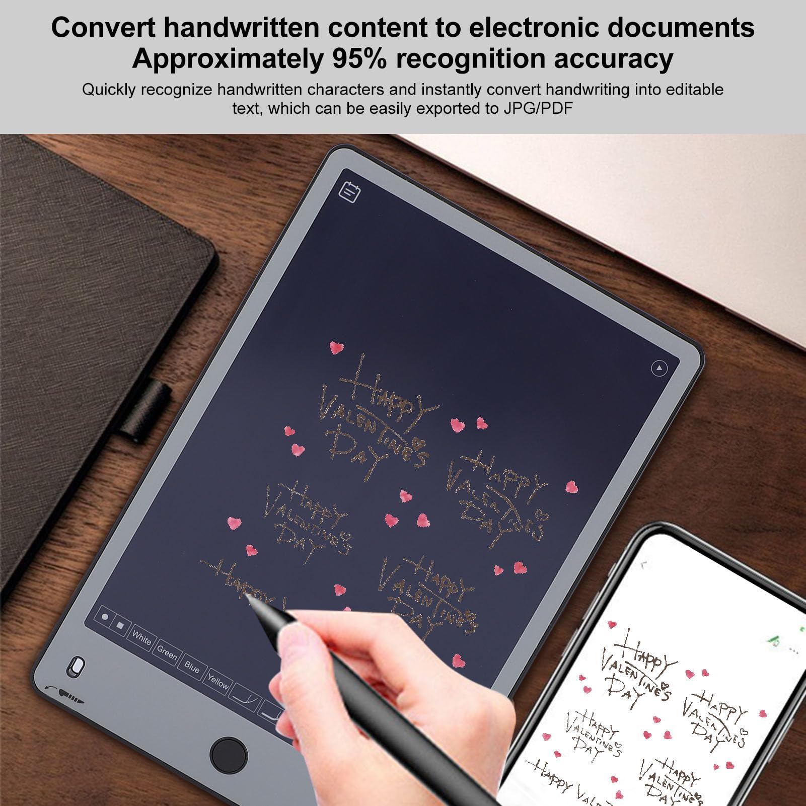 ASHATA Set di Schede di Scrittura di Penna Intelligente Digitale, Tablet a Mano AI con Note di Incontro Vocale di Archiviazione Cloud in Tempo Reale