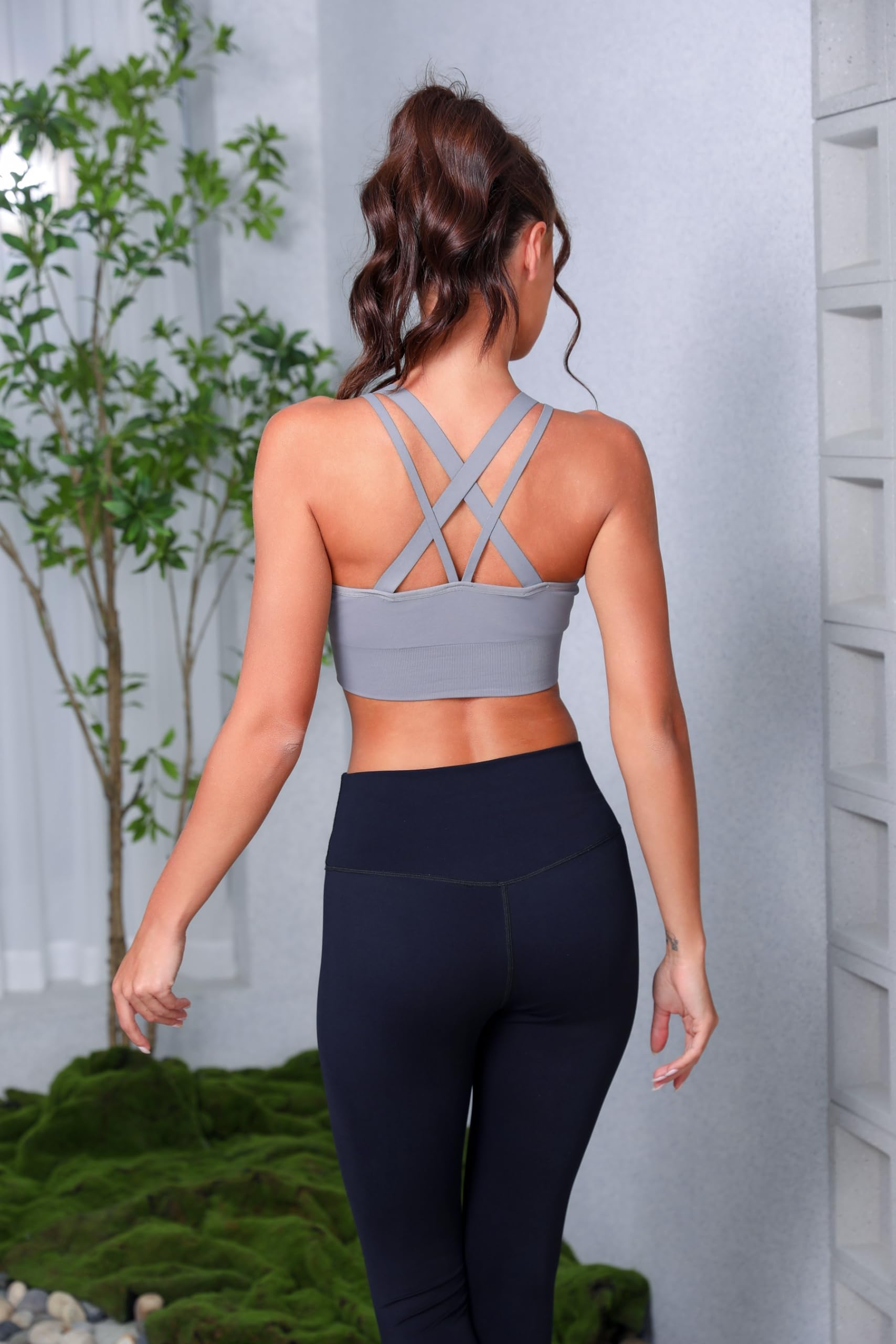 Leversic Reggiseno Sportivo da Donna Reggiseno Yoga Top Fitness Donna Imbottito Senza Ferretto Reggiseni Push Up per Yoga Jogging Gym S-XL