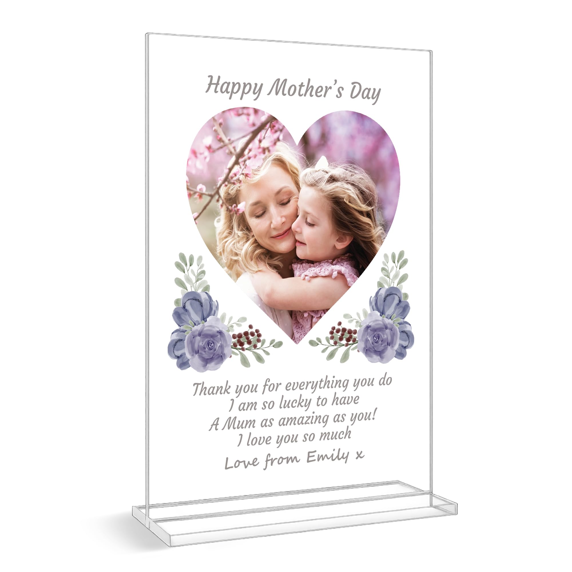Red Ocean Mothers Day Personalised Photo Plaque - Custom Mother's Day Gift For Mum - Personalised Mum Gift From Daughter - Mothers Day Gift For Mum