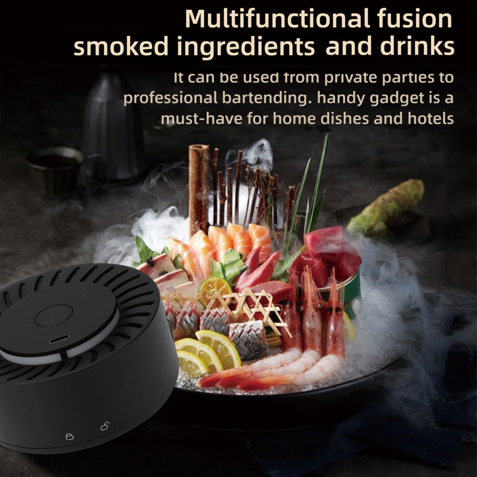 Annadue Kit Fumatore Elettrico per Whiskey, Fumatore per Cocktail Senza Fiamma Ricaricabile Kit per Fumare Bevande Vecchio Stile con Trucioli di Legno a 6 Gusti per Bevande Bourbon