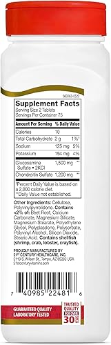 Miniatura 10 de 21st Century Glucosamina Condroitina 750/600mg - Triple Fuerza, Tabletas, 150 unidades