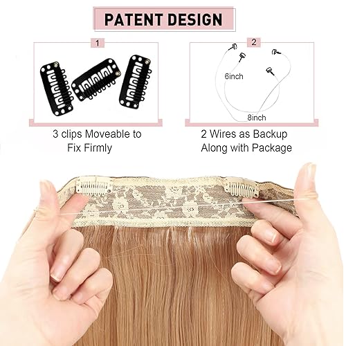 Vista 68 de RECOOL Extensiones de cabello humano real con alambre, balayage, color marrón chocolate a marrón claro y rubio decolorado, extensiones de cabello