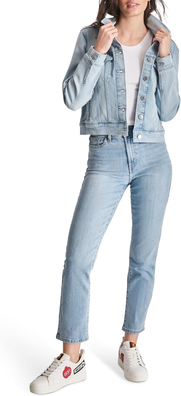 DKNY Women's Denim Fashionable Cropped Jeans Jacket