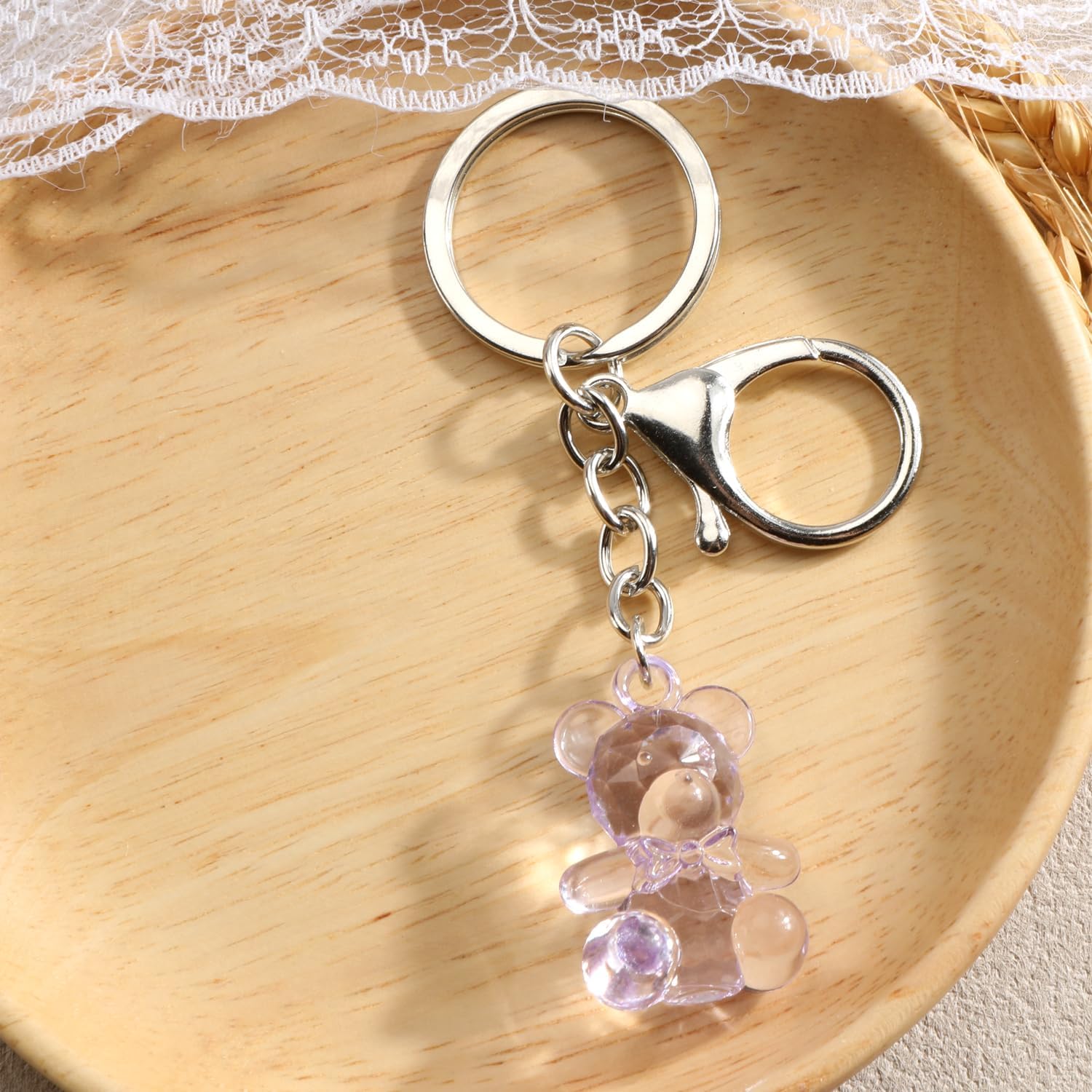 Bear Keychain Colorful Bear Keycharms Cute Teddy Keychains for Women Animal Keyring Gifts - Image 4