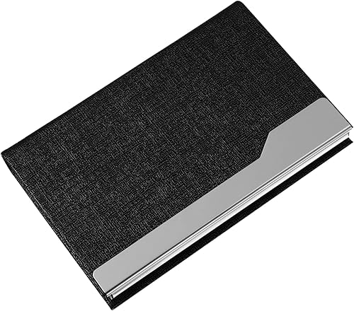 LALAFINA Business Card Holder Stainless Steel Men's Pu Man