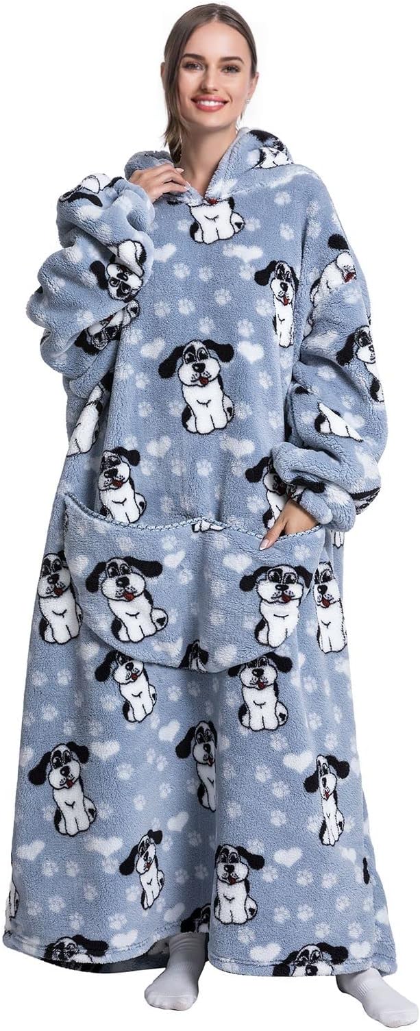 JOREAY Extra Long Oversized Blanket Hoodie, Adult Women Snuggle Fleece Wearable Blanket, Fluffy Giant Hooded Sweatshirt for Teens