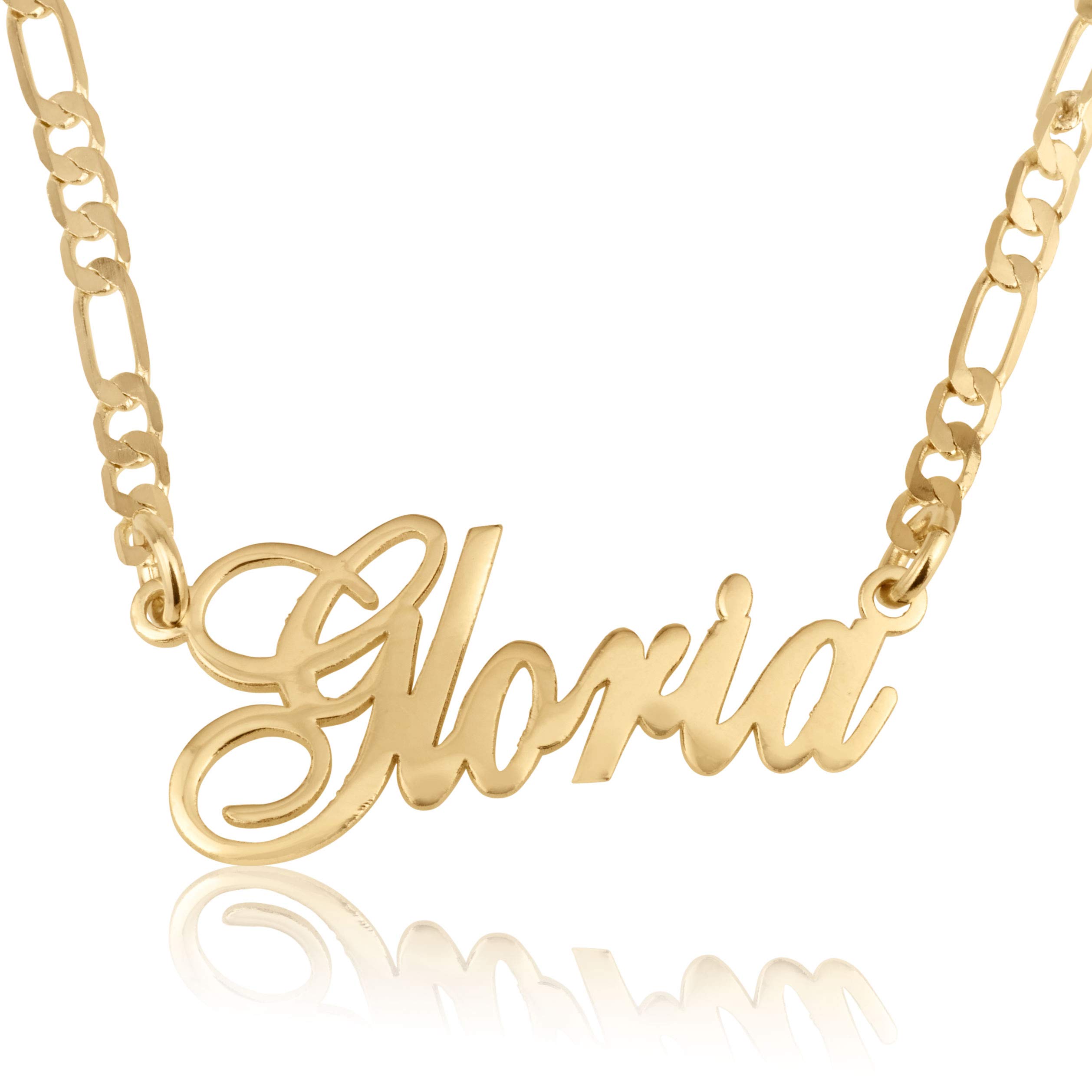 Bel Factory Custom Name Plate Figaro Chain Necklace