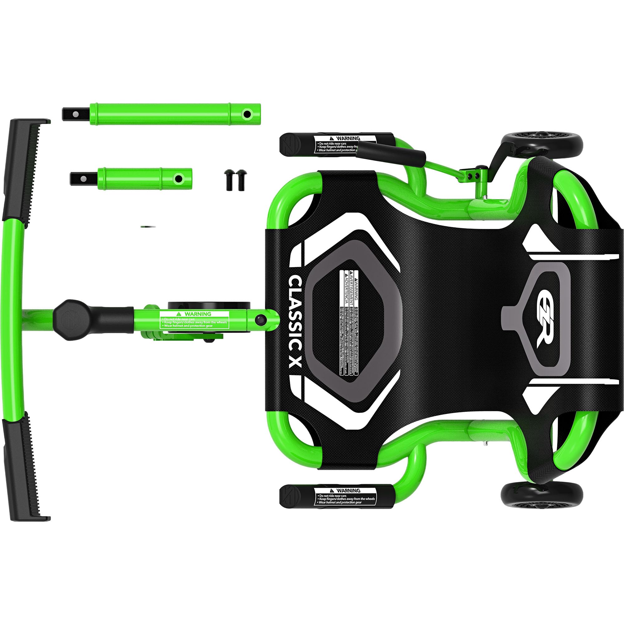 EzyRoller Classic X Go Kart Drift Trike para niños de 4 a 14 años | Triciclo Gokart hasta 70 kg | Vehículos Infantiles para Exteriores 1 Plaza, Capacidad de Carga hasta 70 kg (Verde)