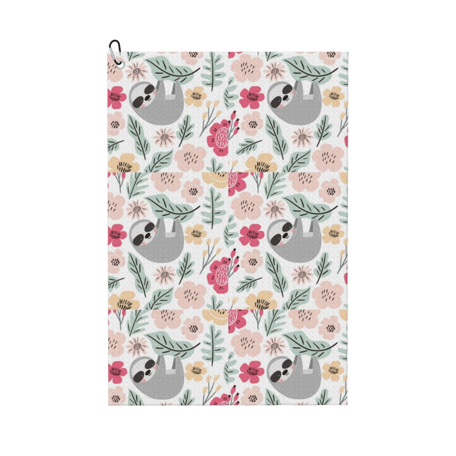 AOOEDM Cute Cartoon Sloth Print Golf Towel with Carabiner Clip Absorbent Microfiber Golf Towel for Cleaning Golf Ball Club Putter Iron for Golf Bag Trolly Belt Loop 16" X 24"