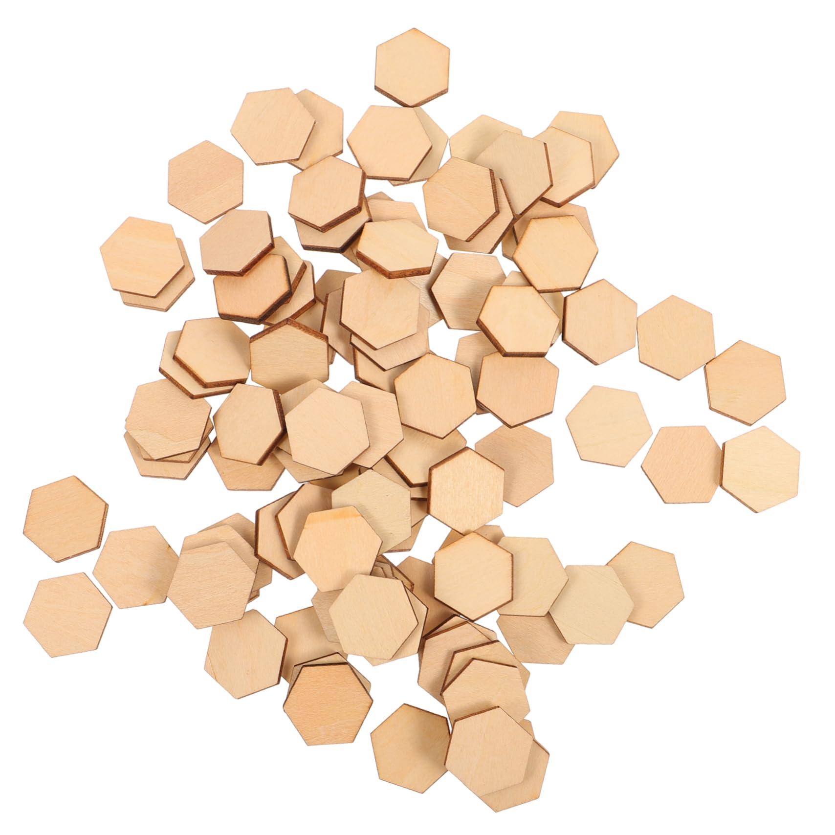 Hemobllo 100 Pezzi di Dischi in Legno Esagonali Beige, per Decorazioni Natalizie e Lavoretti Fai da Te, 20 MM, Stile Delicato
