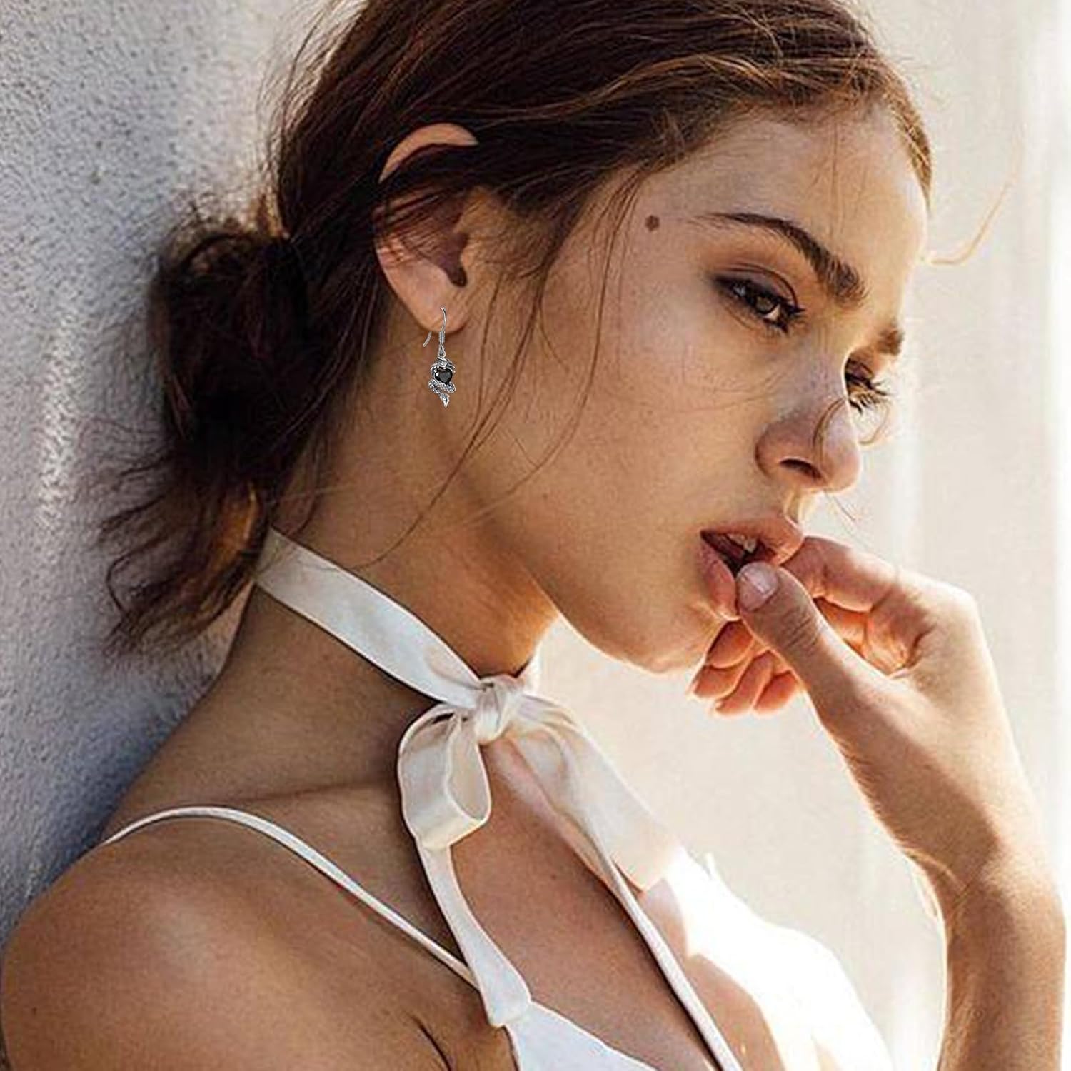 OHAYOO Gothic Earrings 925 Sterling Silver Halloween Skull Dangle Earrings Horror Gothic Jewelry with Skeleton, Cat, Mask, Moon, Dagger, Rose & Vintage Designs for Women Men Gifts - Image 2