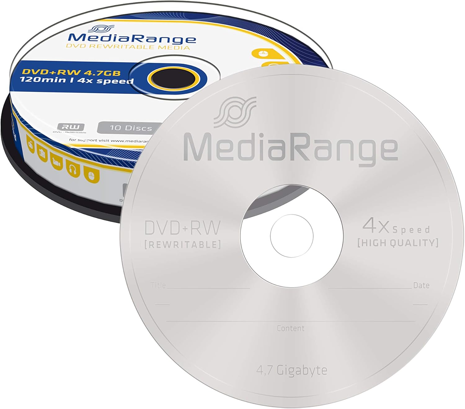 MediaRange MR451 DVD+RW 4.7GB 4X (10) Cake Box rewritable