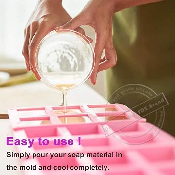 Walfos Silicone Soap Molds Set of 3, 6 Cavities Rectangle Silicone Soap Molds for Homemade Craft Soap Mold, Cake,Chocolate & Ice Cube Tray(Blue & Purple & Pink)