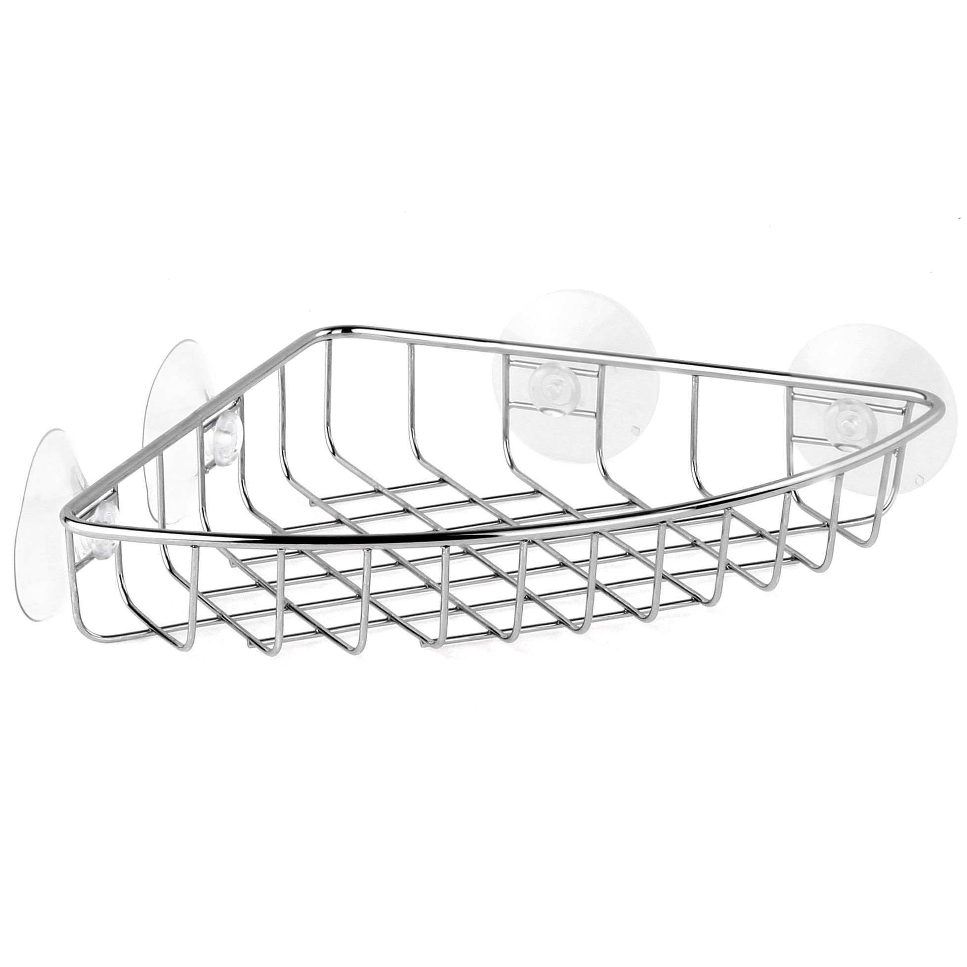 TATAY Flat basket metal corner with suction cups, 100% stainless steel. Can also be fixed with screws