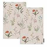 Gakycpen Vintage Floral Kitchen Towels Set of 2 Herbs Wild Flowers Botanic Dish Towels Absorbent Soft Hand Tea Bar Towels for Farmhouse Home Decor 16