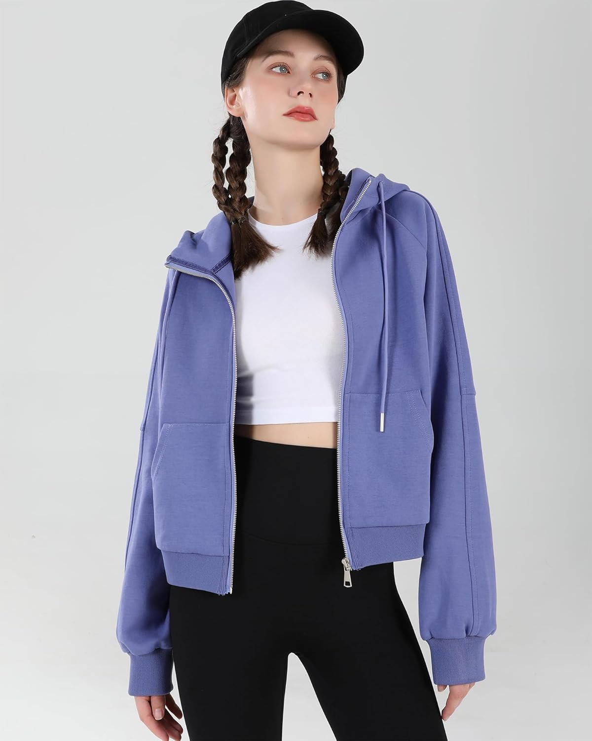 Womens Zip Up Hoodies Jackets Sweatshirts Casual Hooded Tops Fall Fashions Outfits 2025 Spring Clothes with Thumb Hole - Image 3