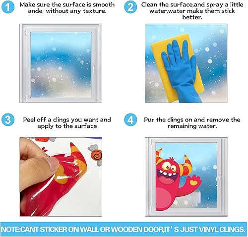 Miniatura 7 de NC - Calcomanías de ventana de Halloween para niños, adhesivos de gel de Halloween de doble cara, 10 hojas de calcomanías de ventana de Halloween