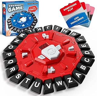Word Game Family Board Game with Digital Display Timer and 2 Categories Modes Fun Fast-Paced 24-Letter Game for Learning Party Interactive (Red)