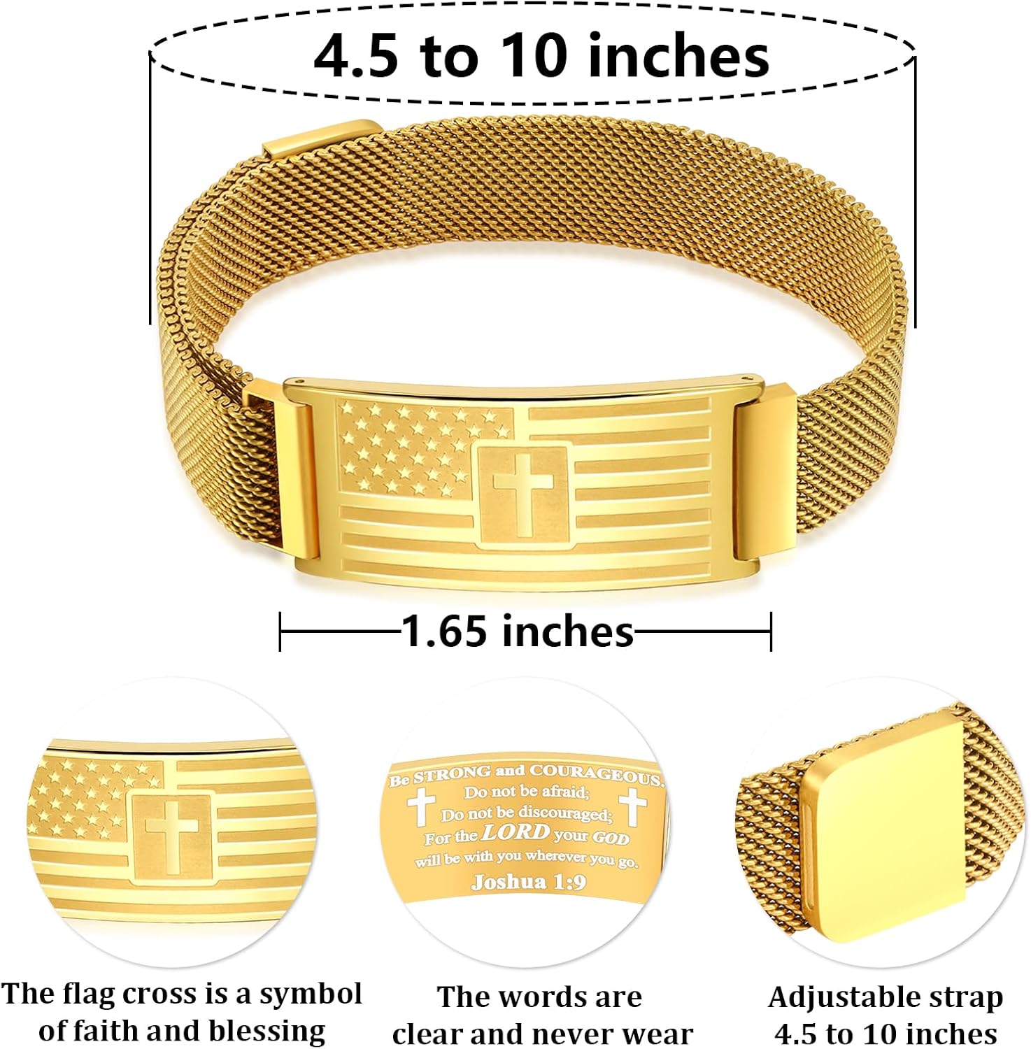 DuoDiner Easter Basket Stuffers -American Flag/Flag Cross Bracelet for Men Boys,Stainless Steel Bible Verse Bracelet Jewelry Gifts for Men Boys - Image 4