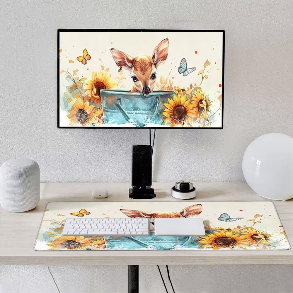 Duża podkładka pod mysz do gier XXL 1200 x 600 x 3 mm ze zszytymi krawędziami, trwała antypoślizgowa podstawa z naturalnej gumy, zmywalna podkładka pod klawiaturę, nadaje się do gier, domu biura