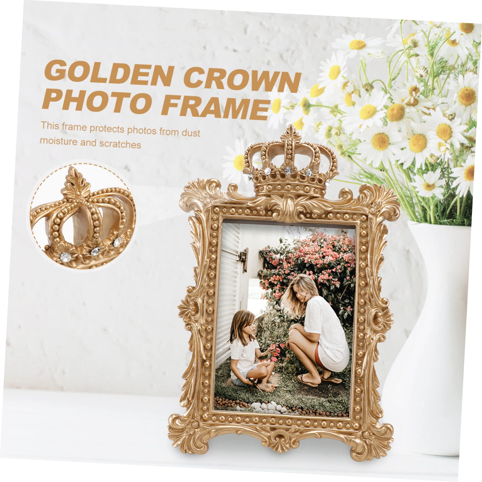 TOPBATHY Marco de Fotos de Estilo Europeo Dorado con Adorno de Relieve