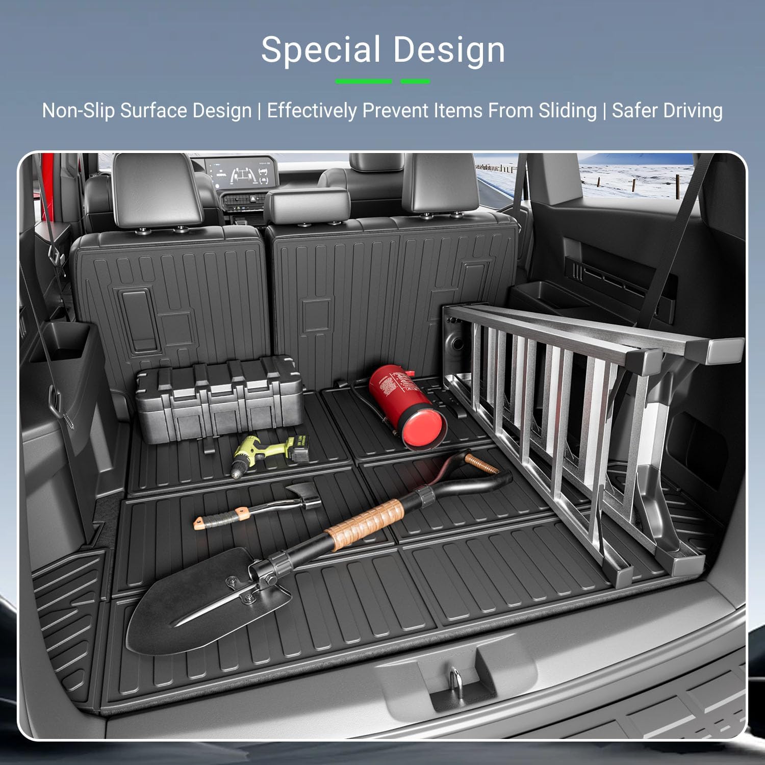 7 Seats Cargo Mat Compatible with 2025 2026 Toyota 4Runner Backrest Trunk Mat Gas Trunk Liner Cargo Liner Replacement for 2025 2026 Toyota 4Runner Accessories