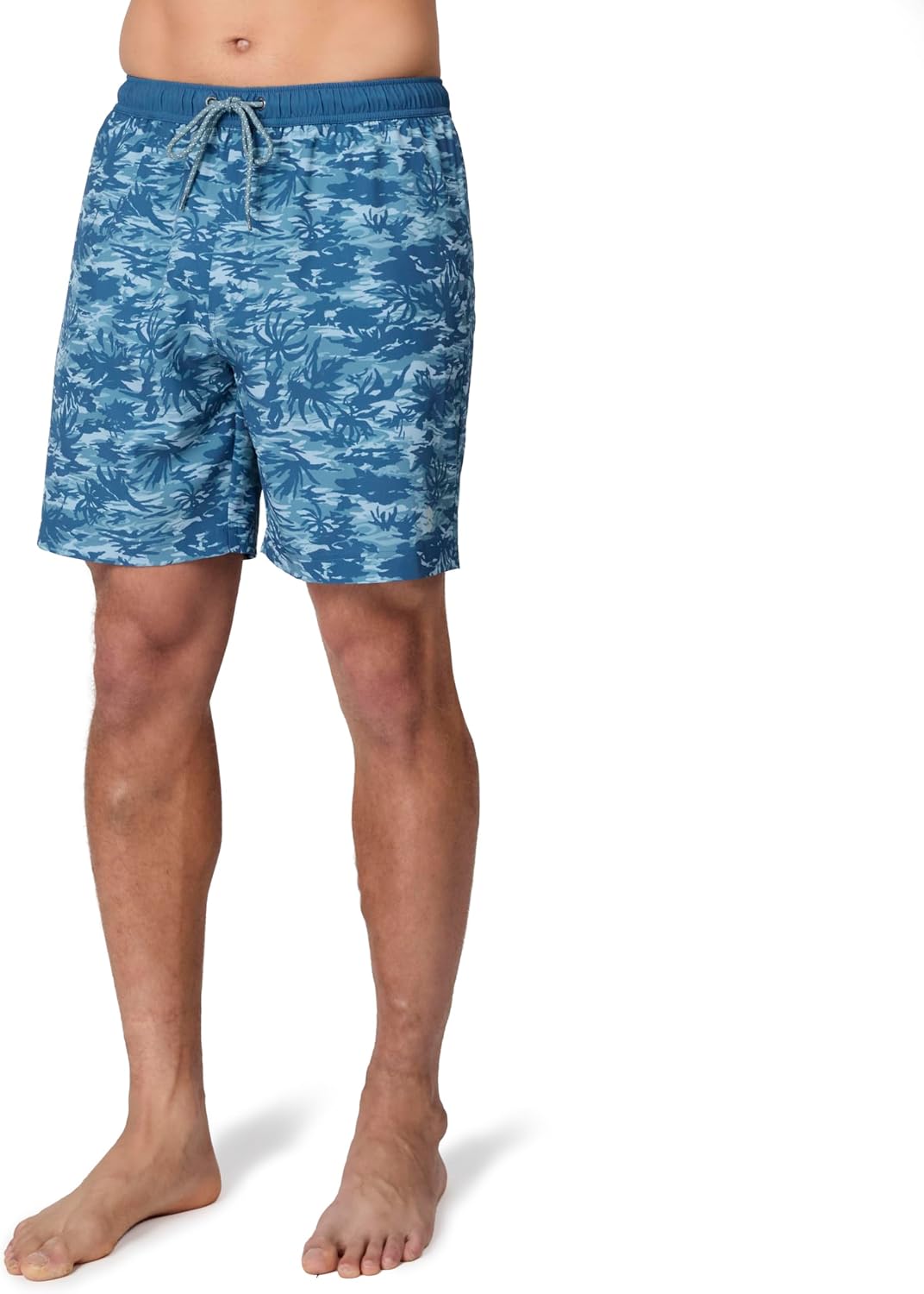 Free Country Men's Swim Trunks 7" Inseam Lined Swimming Shorts Quick Dry UPF 50+ Stretch Lined Boards Beach Pool-Palm Camo