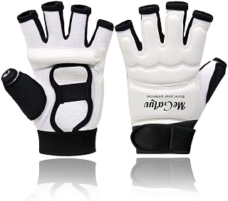 Kickboxing Gloves for Women Kids Men Punching Bag Gloves Karate Gloves Half Finger MMA Boxing Gloves UFC Gloves Taekwondo Sparring Gloves , Leather Material Black and White