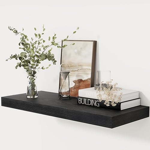 Miniatura 33 de Estantes flotantes de color blanco profundo de 12 pulgadas, estante flotante de 16 x 12 pulgadas para libros, estantes de pared profundos de madera
