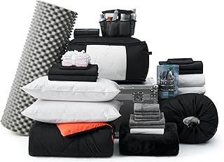 Ultimate College Dorm Supplies Luxury Pack - Twin XL Bedding Set - Orange/Black Color