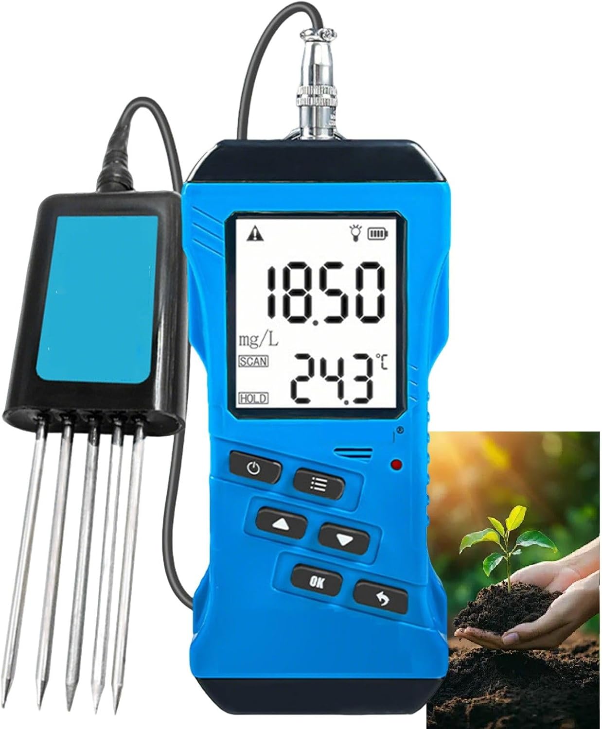 7-in-one Soil Test Kit,Soil Moisture Meter/PH Meter/Sunlight Intensity/Fertility Soil Tester, LCD Display,for Garden,Farm,Lawn Care Moisture Meter.