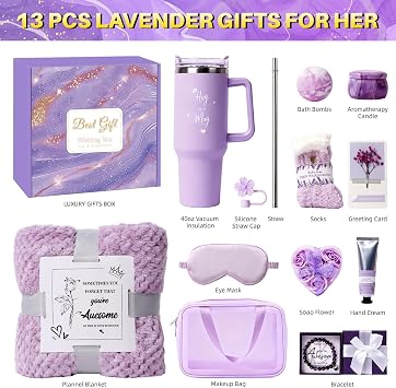 Birthday Gift for Women, Luxury Self Care Spa Gift Basket with Blanket for Mom, Wife, Sister, Friend, Girlfriend, Grandmother, Get Well Soon & Thank You Present for Her
