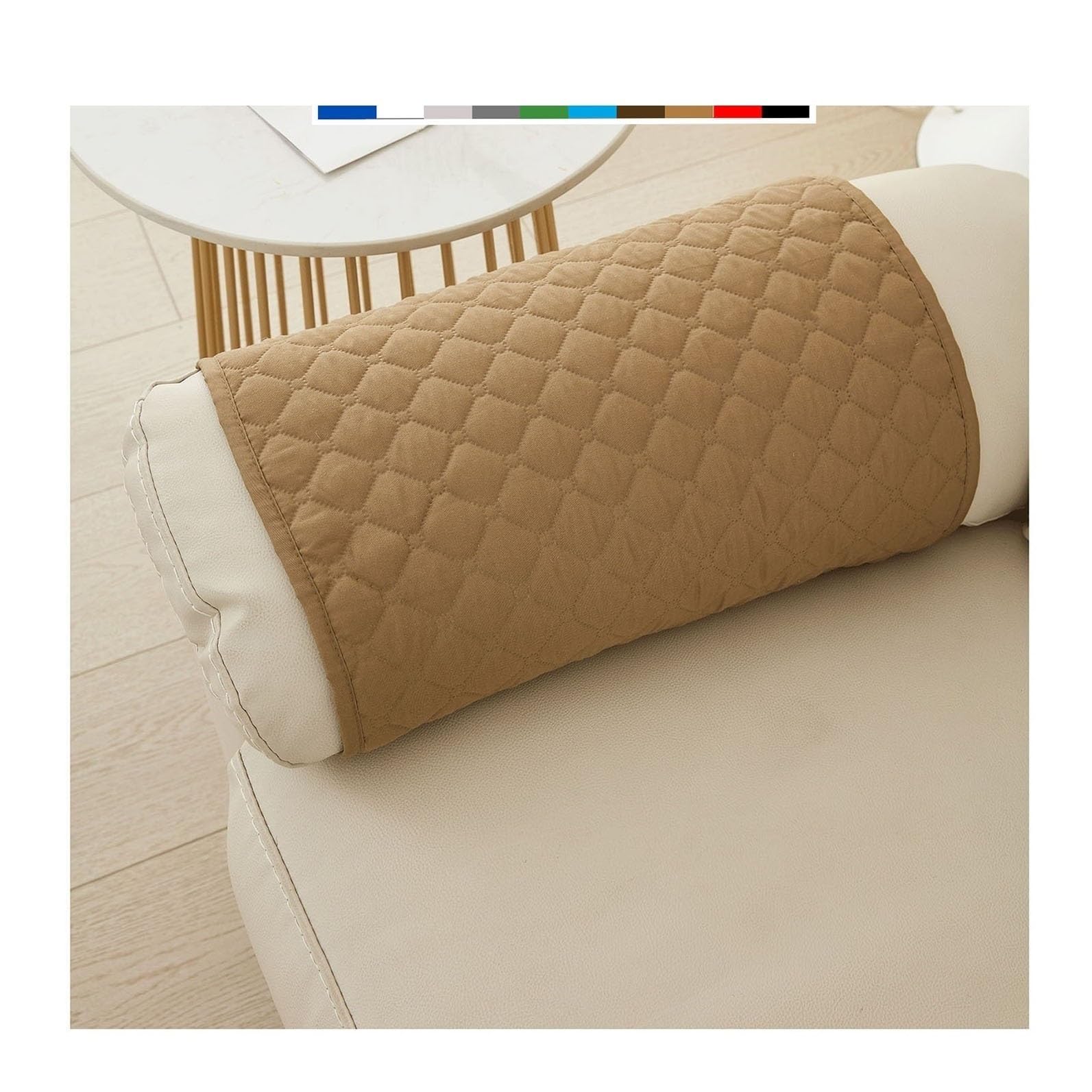 Sofa Armrest Cover Headrest Cover Recliner Chair Arm Cover Sofa Headrest Slipcovers Nonslip Waterproof Armchair Cover for Recliner Leather Sofa Couch Protector Modern ( Color : Camel , Size : No pocke