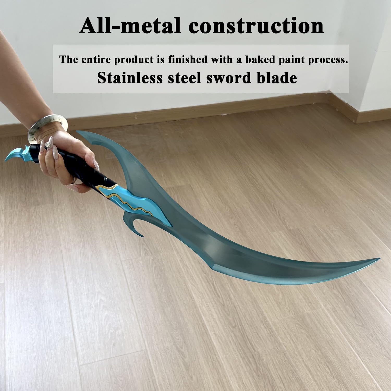 24" Anime Baruca s Sword Steel Sword Full Metal with Display Stand Cosplay Prop,for Collection,Stage Performance,Gift