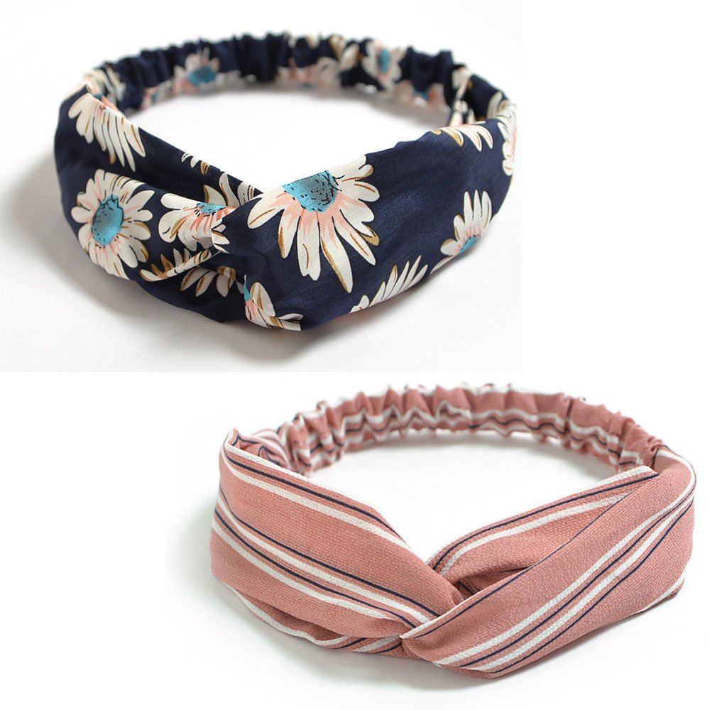 DRESHOW 10 Pack Boho Headbands for Women Girls Criss Cross Elastic Hair Bands Yoga Flower Headwraps Accessories - Image 7