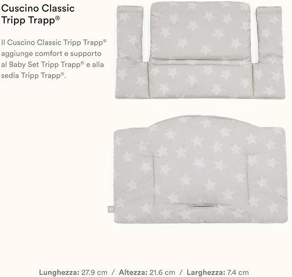 Tripp Trapp Cuscino Classic, Stelle Argentate - Da aggiungere alla sedia e al seggiolone Tripp Trapp per Supporto e Comfort - Lavabile in lavatrice - Per tutte le Sedie - 3