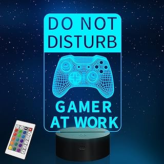 Do Not Disturb Gamer at Work Night Light,Gamepad Graphic Video Games Gamer Gift Funny 3D Illusion Lamp 16 Colors Changing Touch & Remote Control for Men Teenagers and Kids