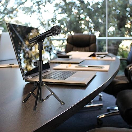 Miniatura 7 de Soporte de micrófono de mesa, soporte de micrófono de escritorio ajustable con clip de micrófono y macho de 58 pulgadas a tornillo hembra de 38