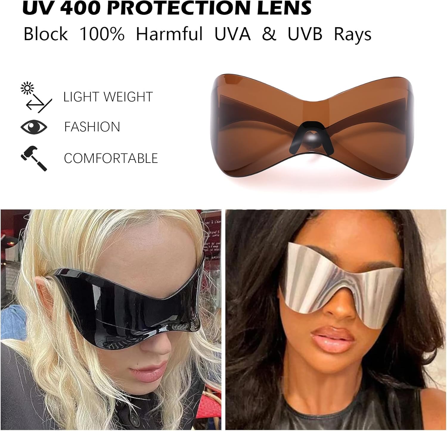 Miniatura 2 de Pro Acme Gafas de sol con escudo futurista para mujeres y hombres, gafas de sol de gran tamaño con protección envolvente