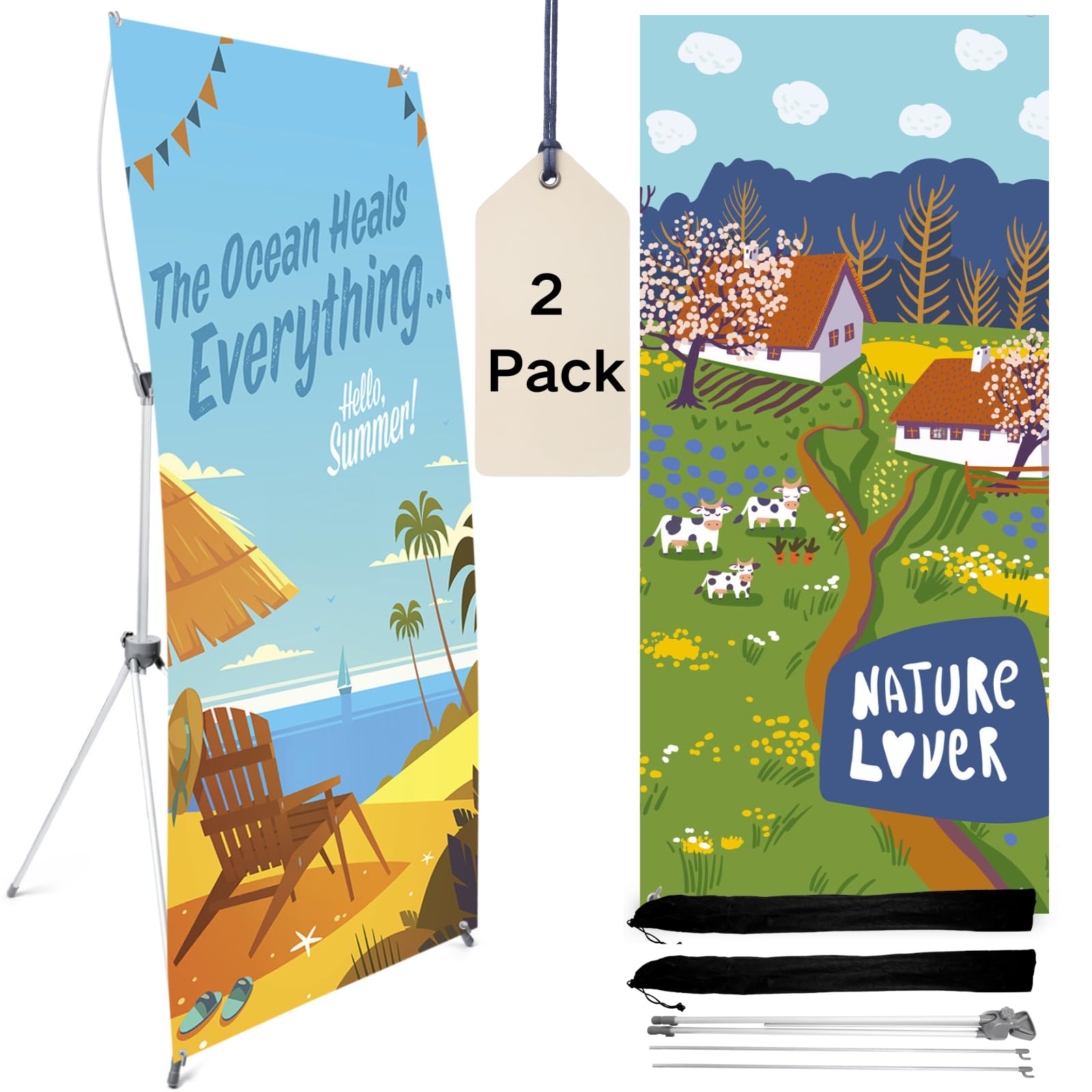 Photo 1 of Mezchi Adjustable X Banner Stand (2 Pack)