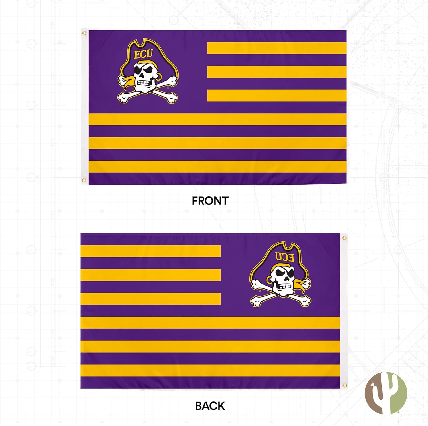 Desert Cactus East Carolina University Indoor and Outdoor 100% Polyester University Flag Banner, 3x5 Feet Pirates (Nation) - Image 2