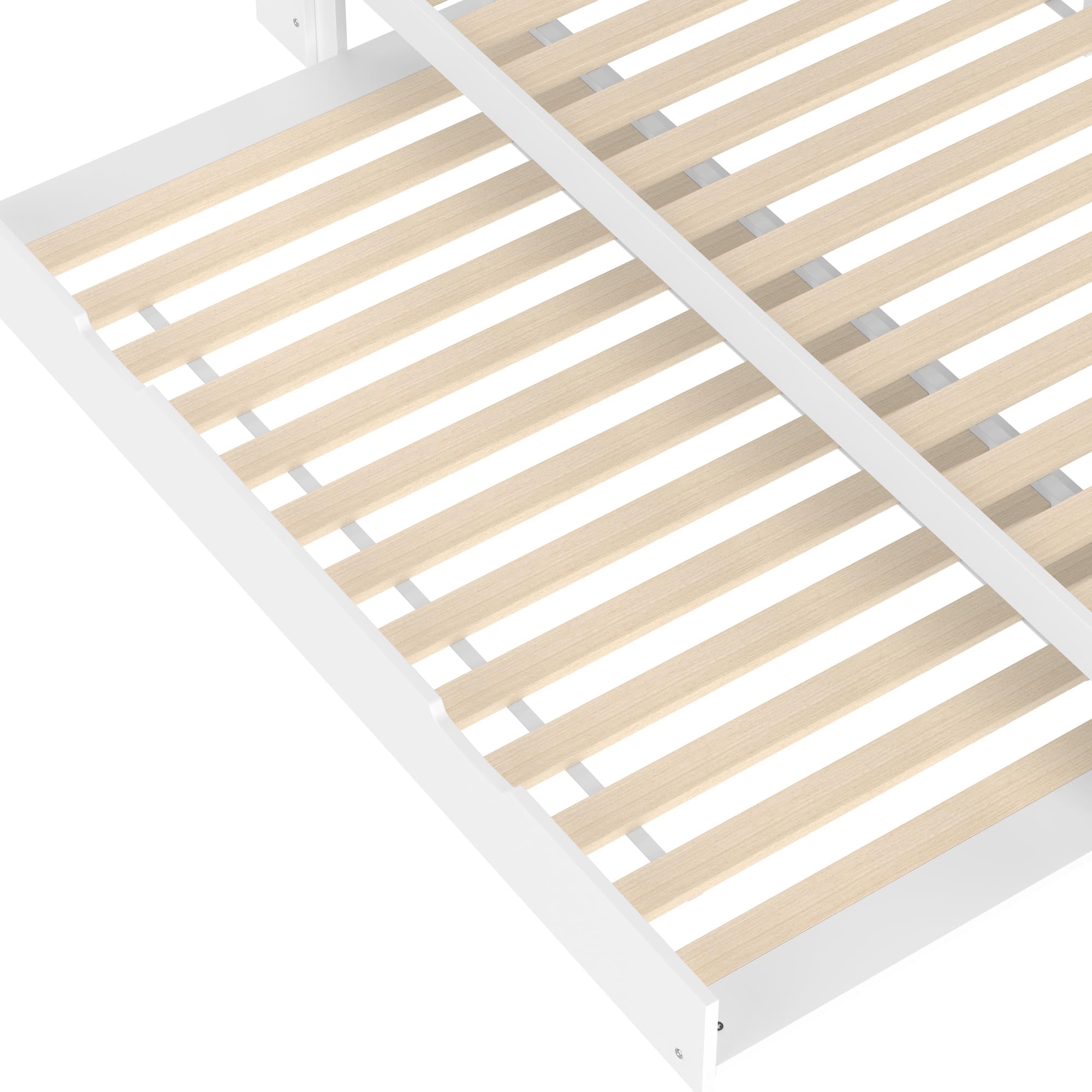 Divano letto, 90 x 200 cm, testiera con vano portaoggetti, letto estraibile, senza materasso, bianco