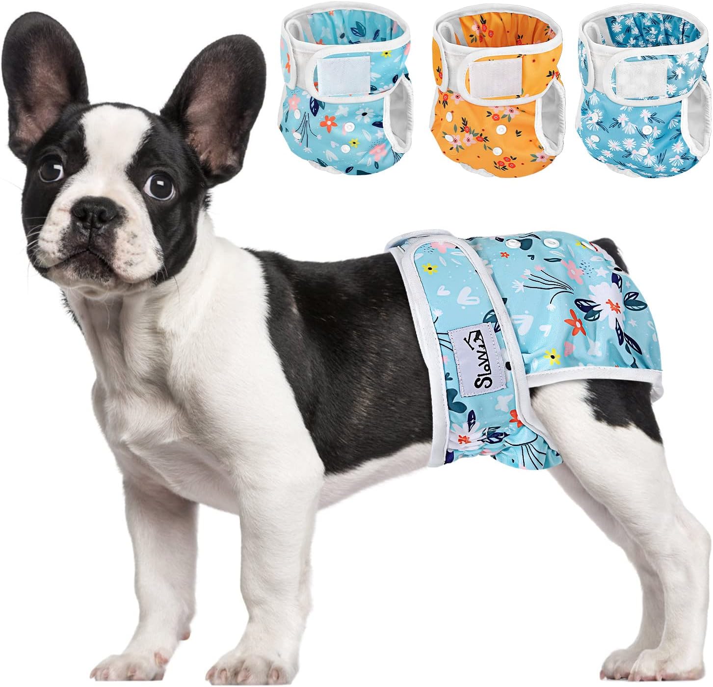 SlowTon Reusable Dog Nappies Female, 3 Pack No Leak Washable Dog Period