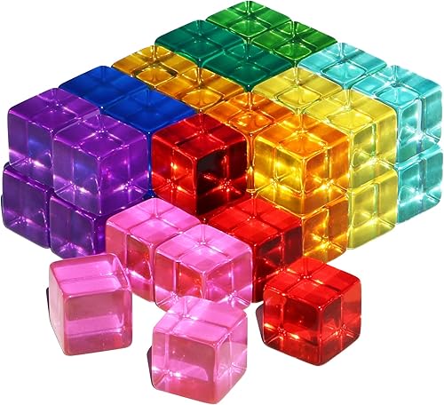 Candywood Bloques de cubos de gemas de acrílico arcoíris para niños, educativos, juguetes de cristal para aprendizaje de bebé, juguetes apilables de